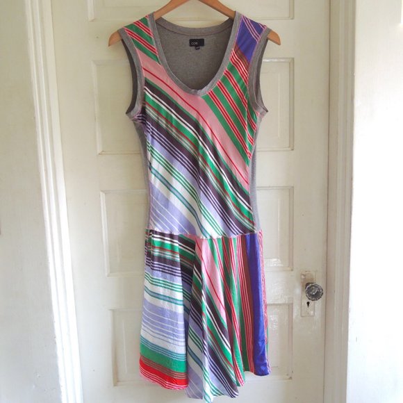 Cori Pink & Green Candy Stripe Dress M - Picture 3 of 12